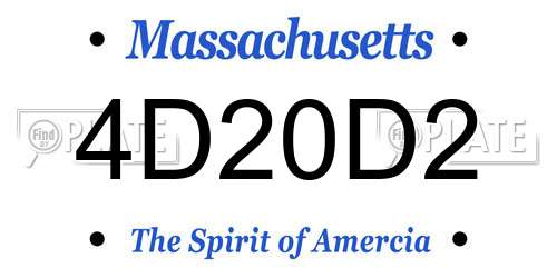 4D20D2 Massachusetts License Plate