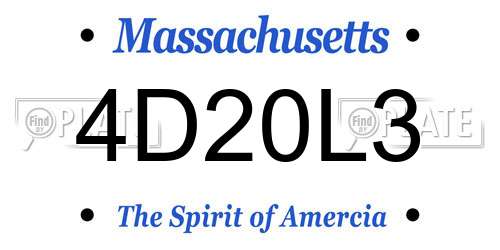4D20L3 Massachusetts License Plate