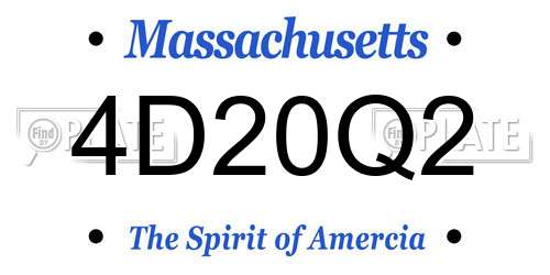 4D20Q2 Massachusetts License Plate