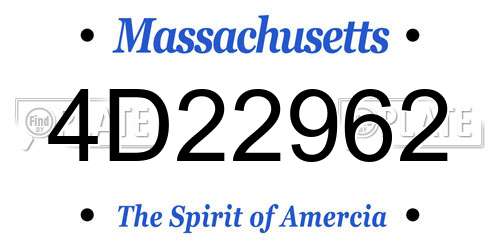 4D22962 Massachusetts License Plate