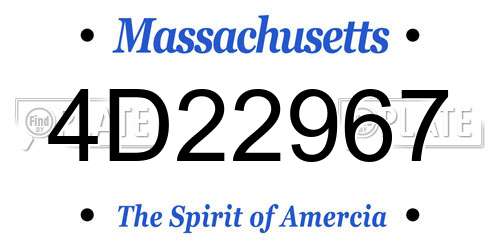 4D22967 Massachusetts License Plate