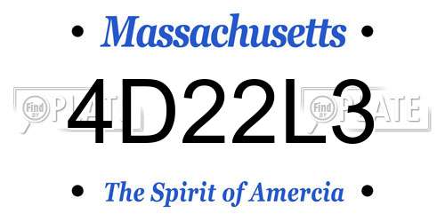 4D22L3 Massachusetts License Plate