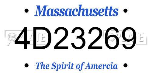 4D23269 Massachusetts License Plate