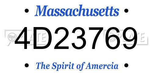 4D23769 Massachusetts License Plate