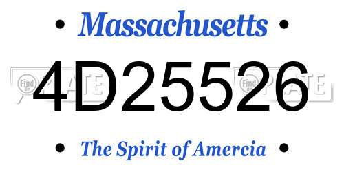 4D25526 Massachusetts License Plate