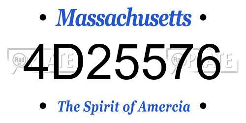 4D25576 Massachusetts License Plate