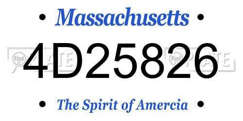 4D25826 Massachusetts License Plate