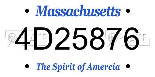 4D25876 Massachusetts License Plate