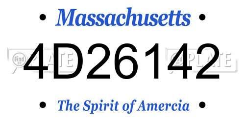 4D26142 Massachusetts License Plate