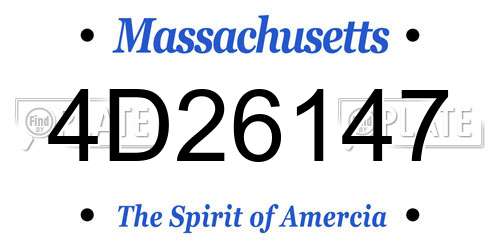 4D26147 Massachusetts License Plate