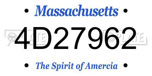 4D27962 Massachusetts License Plate