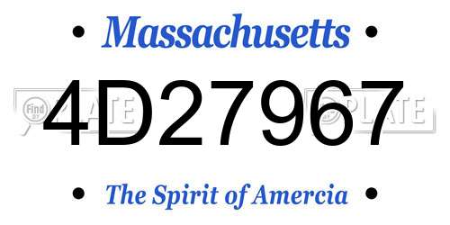 4D27967 Massachusetts License Plate