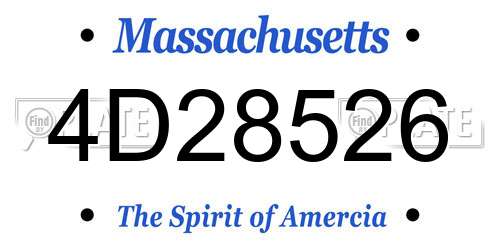 4D28526 Massachusetts License Plate