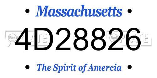 4D28826 Massachusetts License Plate