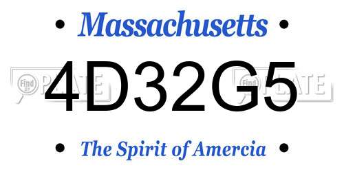 4D32G5 Massachusetts License Plate