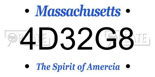 4D32G8 Massachusetts License Plate