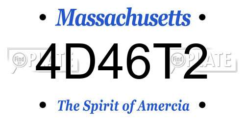 4D46T2 Massachusetts License Plate