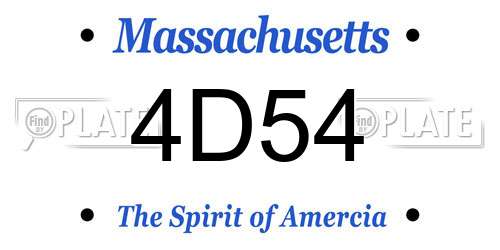 4D54 Massachusetts License Plate