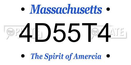 4D55T4 Massachusetts License Plate