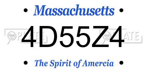 4D55Z4 Massachusetts License Plate