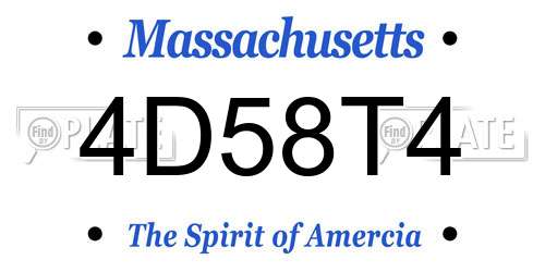 4D58T4 Massachusetts License Plate