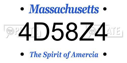 4D58Z4 Massachusetts License Plate