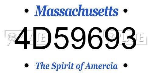 4D59693 Massachusetts License Plate