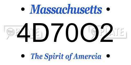 4D70O2 Massachusetts License Plate