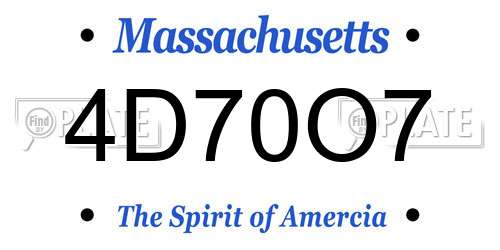 4D70O7 Massachusetts License Plate