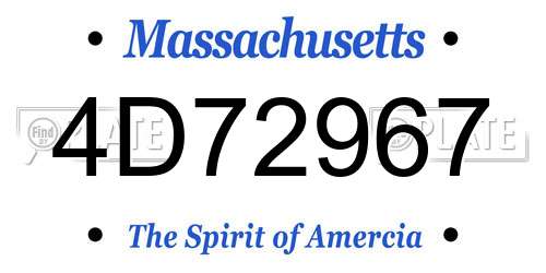 4D72967 Massachusetts License Plate