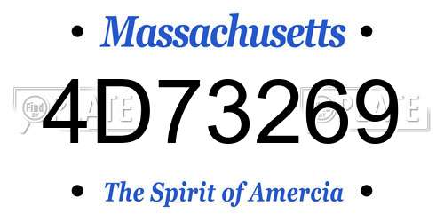 4D73269 Massachusetts License Plate