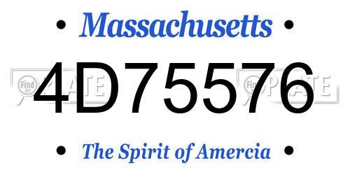 4D75576 Massachusetts License Plate