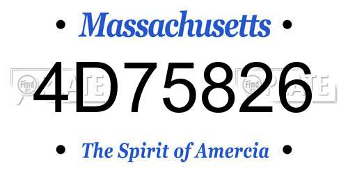 4D75826 Massachusetts License Plate