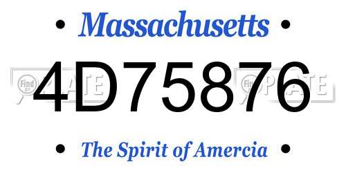 4D75876 Massachusetts License Plate