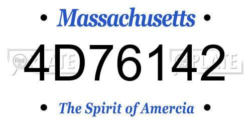 4D76142 Massachusetts License Plate