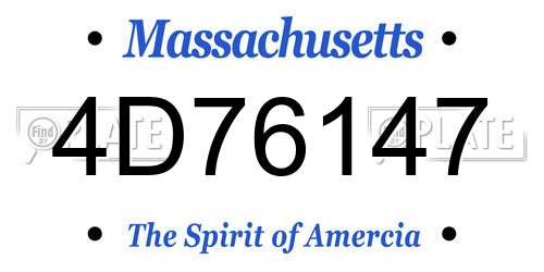4D76147 Massachusetts License Plate