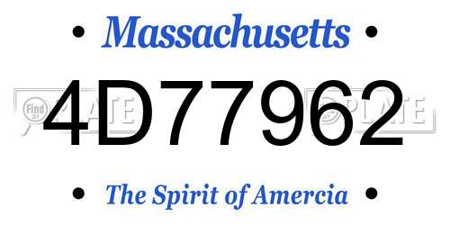 4D77962 Massachusetts License Plate