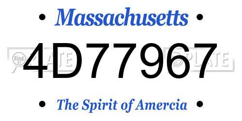 4D77967 Massachusetts License Plate