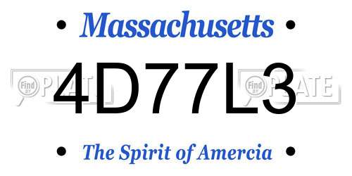 4D77L3 Massachusetts License Plate