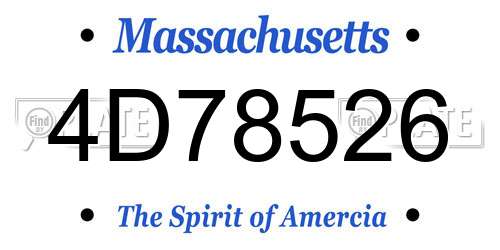 4D78526 Massachusetts License Plate