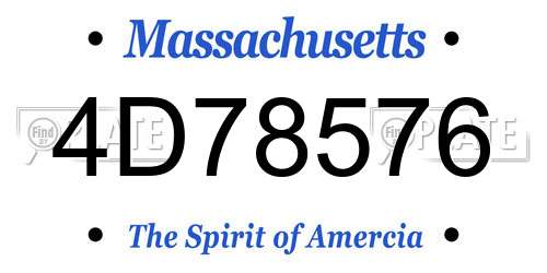 4D78576 Massachusetts License Plate