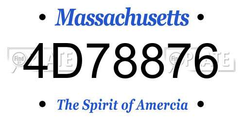 4D78876 Massachusetts License Plate