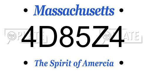 4D85Z4 Massachusetts License Plate
