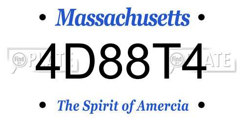 4D88T4 Massachusetts License Plate