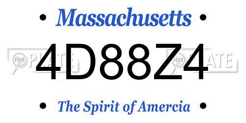 4D88Z4 Massachusetts License Plate
