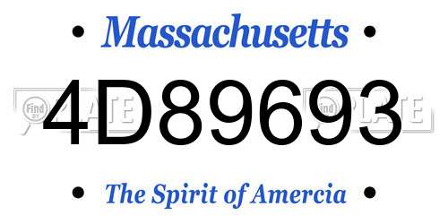 4D89693 Massachusetts License Plate