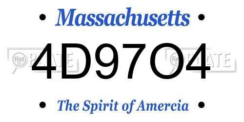 4D97O4 Massachusetts License Plate