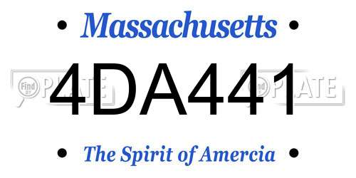 4DA441 Massachusetts License Plate