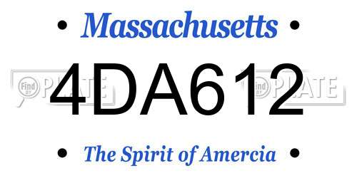 4DA612 Massachusetts License Plate