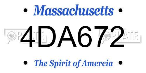 4DA672 Massachusetts License Plate